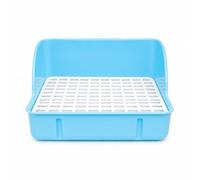 Whtkoph Litière pour Lièvre Litière pour Lapin Bac d'angle Bac à avec Grille en PP Fixation à Verrou Rotatif Rebords Hauts Accès 7cm Encastrable en Adaptée, 蓝色, 小