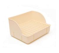 Whtkoph Litière pour Lièvre Litière pour Lapin Bac d'angle Bac à avec Grille en PP Fixation à Verrou Rotatif Rebords Hauts Accès 7cm Encastrable en Adaptée, 米白, 小