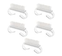 Whtkoph Lot de 5 Brosses à Ongles avec Manche, pour Manucure et Pédicure, Nettoyage, Portables, En Plastique Souple et Multifonctionnel, Idéales pour L'éc, Clair