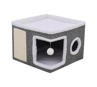 Whtkoph Maison pour Chat, Maison Semi-fermée avec Balle, Niche pour Chats D'intérieur, Grande Villa pour Chats et Chatons