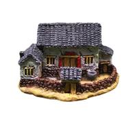 Whtkoph Micro Maison de Village, Ornement de Cottage Factice, Décoration, Toit de Factice, Maison Miniature pour Jardin, Mur Blanc