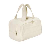 Whtkoph Sac de Toilette Pochette Cosmétique Organisateur Maquillage Compartiments Zippés Polyester Imperméable Suspendu Adapté Au Gymnastique Ma, Beige