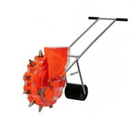 Whtkoph Semoir Réglable Applicateur de Graines Jardin Outil à Main Polyvalent Semis à Distance Ajustable Système de Roues Interchangeables Acier Inoxydable, 9 Bouches, Espacement Réglable