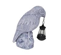 Whtkoph Statue de Jardin avec éclairage Solaire, Figurine Animale en Résine, Sculpture de Perroquet avec Lampe, Gris