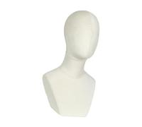 Whtkoph Tête de Mannequin avec Épaules Porte Perruque Support Socle Bijoux Buste Présentoir Chapeaux Foulards Velvet Réalisme Adaptée à L'Exposition Boutique, blanc