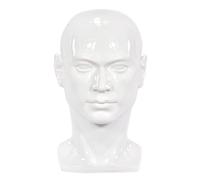 Whtkoph Tête de Mannequin Homme PVC Accessoire Présentoir Perruque Chapeau Écharpe Socle Stable Surface Résistante Adaptée Magasin Salon Décoration Artistique, Blanc