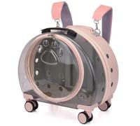 Whtkoph Transporteur de Portable Cage Rigide Sac, 1904-2 Rose Clair Semi-Transparent, Valise De Transport pour Animaux De Compagnie avec roulettes, Design Semi-Transparent