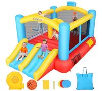 WHUBEFY Maison rebondissante, maison rebondissante pour enfants avec souffleur inclus, maison de jeu rebondissante pour intérieur/extérieur, maison rebondissante pour enfants, château de saut avec 2