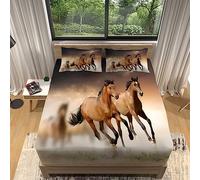 WHUOEUCO Bedding Drap Housse 140x190 cm Cheval Animal Microfibre Draps Housses 30 cm Hauteur du Matelas Très Doux et Respirant Parure de lit Ajustable Drap Lit