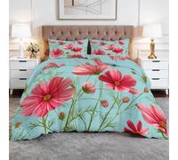 WHUOEUCO Couette Hiver 240x260 cm Chrysanthèmes Roses Couette 4 Saisons Ultra Doux et Moelleux, Parure de Lit 3 Pièces Allergiques, pour Enfant Adulte et Bébé