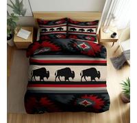 WHUOEUCO Housse de Couette 220x240cm Bison Animal 3D Imprimée Microfibre Parure de Lit avec Fermeture Éclair et 2 Taies d'oreiller 65x65cm, pour Adulte Enfant Fille Ado