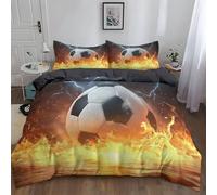 WHUOEUCO Housse de Couette 90x190cm Flame Football Lightning Parure de Lit Douce Microfibre avec Fermeture Éclair, 3D Imprimée Housse de Couette et 2 Taies d'oreiller 65x65cm