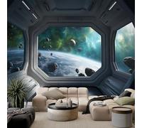 WHUOEUCO Papier Peint 3D Vaisseaux Spatiaux Planètes 500x280 cm Photo Mural Mur Géant Photos Moderne Intissé Décoration Murale Trompe l’Oeil Revêtement Panoramique Tapisserie