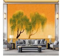 WHUOEUCO Papier Peint Art Chinois Saule 500x280 cm Papier Peint Panoramique Effet 3D, Peinture Murale intissé Grande, pour Moderne Salon Chambre TV Fond