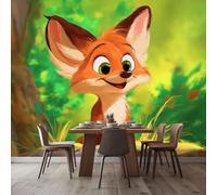 WHUOEUCO Papier Peint Murale 3D Petit Renard Dessin Animé 300x210 cm Papier Peint Panoramique Intissé Décoration Tapisserie Murale Moderne, pour Chambre Salon Mur de Fond TV