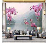 WHUOEUCO Papier Peint Orchidée Violette Flamant Rose 500x280 cm Papier Peint Panoramique Effet 3D, Peinture Murale intissé Grande, pour Moderne Salon Chambre TV Fond