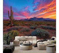 WHUOEUCO Papier Peint Panoramique 3D paysage de cactus du désert 250x175 cm Papier Peint Mural Poster Intissé, pour Chambre Salon Restaurant Personnalisé Décoration Murale