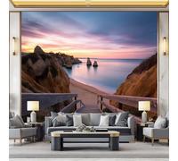 WHUOEUCO Papier Peint Panoramique 3D Paysage Pont En Bois Au Bord Mer 400x280 cm Papier Peint Mural Poster Intissé, pour Chambre Salon Restaurant Personnalisé Décoration Murale