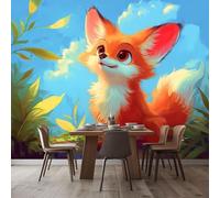 WHUOEUCO Papier Peint Panoramique 3D Renard Animal Dessin Animé 400x280 cm Papier Peint Intissé Tapisserie Poster Mural pour Salon Chambre Bureau Décoration Murale