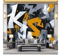 WHUOEUCO Papier Peint Panoramique Alphabet Graffiti 500x280 cm Papier Peint Murale Intissé 3D, Tapisserie Poster Decoration Murale pour Chambre Salon Bureau