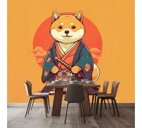 WHUOEUCO Papier Peint Panoramique Animal Dessin Animé Shiba Inu 400x280 cm Moderne Papier Peint intissé pour Chambre Salon Chambre D'enfants Personnalisé Décoration Murale