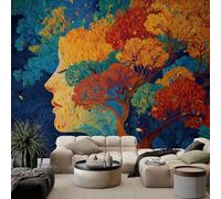 WHUOEUCO Papier Peint Panoramique Arbre de vie abstrait visage humain 500x280 cm Moderne Papier Peint intissé pour Chambre Salon Chambre D'enfants Personnalisé Décoration Murale
