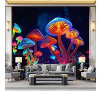 WHUOEUCO Papier Peint Panoramique Champignons Lumineux 250x175 cm Murale Intissé Moderne, Papier Peint Personnalisé 3D, Décoration Murale pour Salon Chambre Salle à Manger