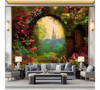 WHUOEUCO Papier Peint Panoramique Château Du Jardin 500x280 cm Murale Intissé Moderne, Papier Peint Personnalisé 3D, Décoration Murale pour Salon Chambre Salle à Manger