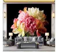 WHUOEUCO Papier Peint Panoramique Fleurs Pivoine Modernes Romantiques 500x280 cm Poster Geant Mural, Papier Peint Intissé Mural pour Chambre Salon Canapé TV Fond Décoration Murale