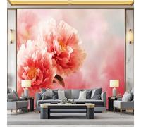 WHUOEUCO Papier Peint Panoramique Fleurs Pivoine Rêve 200x140 cm Poster Geant Mural, Papier Peint Intissé Mural pour Chambre Salon Canapé TV Fond Décoration Murale