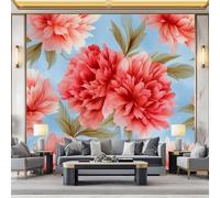 WHUOEUCO Papier Peint Panoramique Fleurs Pivoine Roses 250x175 cm Poster Geant Mural, Papier Peint Intissé Mural pour Chambre Salon Canapé TV Fond Décoration Murale