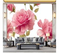 WHUOEUCO Papier Peint Panoramique Fleurs Pivoine Roses 500x280 cm Poster Geant Mural, Papier Peint Intissé Mural pour Chambre Salon Canapé TV Fond Décoration Murale