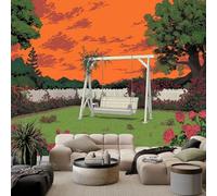 WHUOEUCO Papier Peint Panoramique Intissé 3D Balancelle De Jardin 200x140 cm Poster Mural XXL, Tapisserie Murale Moderne pour Salon Chambre Bureau, Revêtement Mural