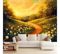 WHUOEUCO Papier Peint Panoramique Jonquilles Sur Le Chemin 500x280 cm Papier Peint Murale Intissé 3D, Tapisserie Poster Decoration Murale pour Chambre Salon Bureau