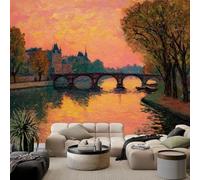 WHUOEUCO Papier Peint Panoramique Paysages De La Seine À Paris 400x280 cm Murale Intissé 3D Moderne, Papier Peint Poster Personnalisé Décoration pour Salon Chambre Salle Manger