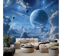 WHUOEUCO Papier Peint Panoramique Planète bleue de science-fiction 500x280 cm Murale Intissé Moderne, Papier Peint Personnalisé 3D, Décoration Murale pour Salon Chambre Salle à Manger