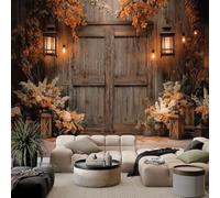 WHUOEUCO Papier Peint Panoramique Porte De Grange En Bois Rétro 500x280 cm Poster Geant Mural, Papier Peint Intissé Mural pour Chambre Salon Canapé TV Fond Décoration Murale