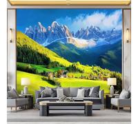 WHUOEUCO Papier Peint Paysage Montagne Ferme 400x280 cm Papier Peint Panoramique Effet 3D, Peinture Murale intissé Grande, pour Moderne Salon Chambre TV Fond