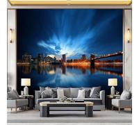 WHUOEUCO Papier Peint Pont Brooklyn New York 300x210 cm Papier Peint Panoramique Effet 3D, Peinture Murale intissé Grande, pour Moderne Salon Chambre TV Fond