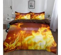 WHUOEUCO Parure de lit 90x190cm Basket Ball Flame Housses de Couette Microfibre Brossée Douce, Parure Couette 3 Pièces avec Fermetures éclair, Facile d'entretien
