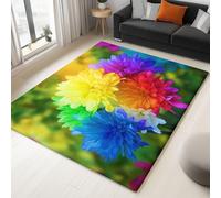 WHUOEUCO Tapis de Salon Lavable 140x200cm Style Photographique Chrysanthème Arc en Ciel Tapis Chambre Poils Courts Doux, Antidérapant et Durable, pour Salon l'entrée Chambre Nursery