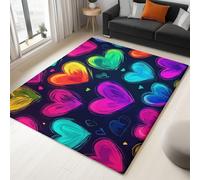 WHUOEUCO Tapis de Salon Lavable 80x150cm Graffiti d'amour Dégradé Tapis Chambre Poils Courts Doux, Antidérapant et Durable, pour Salon l'entrée Chambre Nursery