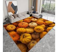WHUOEUCO Tapis de Salon Lavable Citrouille Orange 140x200cm Poils Courts Super Doux Antidérapant Grand Tapis pour Chambre, Salle à Manger, Chambre d’Enfant, Bureau
