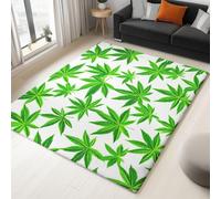 WHUOEUCO Tapis Enfant 120x180cm Feuilles De Plantes Vertes Tapis Salon Grande Poils Courts Doux, Design Antidérapant Moderne, pour Cuisine, Salle à Manger, Bureau et Chambre
