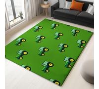 WHUOEUCO Tapis Enfant 140x200cm Tracteur Vert De Dessin Animé Tapis Salon Grande Poils Courts Doux, Design Antidérapant Moderne, pour Cuisine, Salle à Manger, Bureau et Chambre