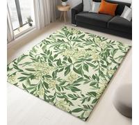 WHUOEUCO Tapis Enfant 160x230cm Fleurs De Vignes Vertes Tapis Salon Grande Poils Courts Doux, Design Antidérapant Moderne, pour Cuisine, Salle à Manger, Bureau et Chambre
