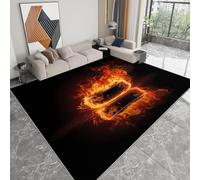 WHUOEUCO Tapis Enfant Boule De Glace De Flamme 140x200cm Tapis Salon Grande Poils Courts Doux, Design Antidérapant Moderne, pour Cuisine, Salle à Manger, Bureau et Chambre