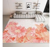 WHUOEUCO Tapis Enfant Fleurs Rose Pâle 140x200cm Tapis Salon Grande Poils Courts Doux, Design Antidérapant Moderne, pour Cuisine, Salle à Manger, Bureau et Chambre