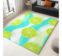 WHUOEUCO Tapis Salon 120x180cm Tranches De Citron Vert Tapis Lavables avec Dos Antidérapant, Design Poils Courts Moderne, pour Chambre Adulte Enfant, Salle à Manger, Cuisine