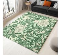 WHUOEUCO Tapis Salon 160x230cm Fleurs Et Plantes Vertes Tapis Lavables avec Dos Antidérapant, Design Poils Courts Moderne, pour Chambre Adulte Enfant, Salle à Manger, Cuisine